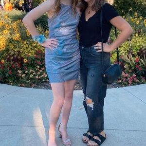 Blue sparkly homecoming dress, no alterations.